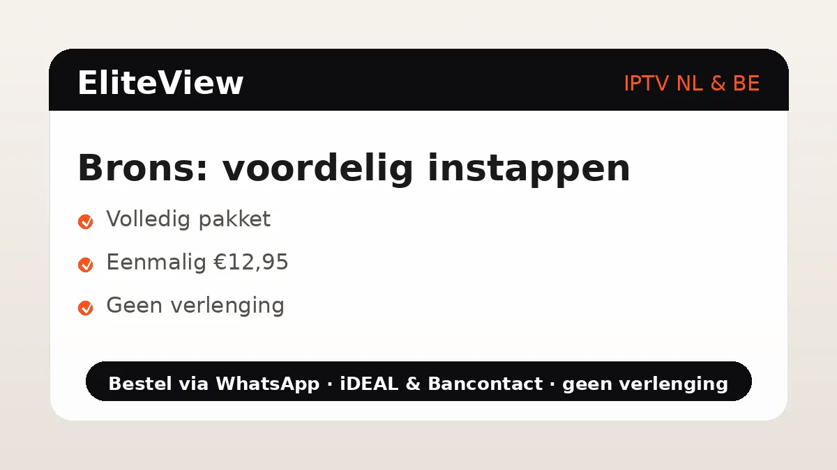Goedkope IPTV instappen met pakket Brons van EliteView